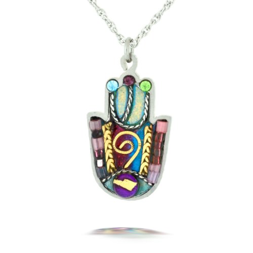 Green and Pink Hamsa with Shaddai Necklace from the Artazia Collection #617GR JN MN