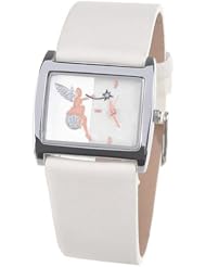Orient Idea Ori-0302E Leisure Style Rectangular Case Slim Design Quartz Watch with Synthetic Leather Band for Female - White