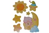 Produkt-Bild: 6 tlg. Set Wandtattoo / Fensterbild Schaf Stern Sonne Mond selbstklebend Tattoo Zimmer Kinderzimmer Kinder Kind Baby gelb Deko Dekoration Bilder Tier Tiere Fenstersticker Wandsticker Sticker wiederverwendbar