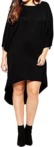 McClover Women's O Neck Asymmetrical Hem Casual Loose T-shirt Dress Plus Size