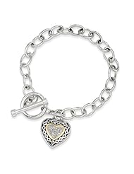 Genuine Sterling Silver & 14K Yellow Gold.1 0 Ct.Diamond 7.25 Inch Bracelet 22.4 Grams Of Gold