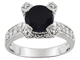 2.00CT SAPPHIRE WITH .16CTW WHITE TOPAZ PLATINUM OVER STERLING SILVER RING
