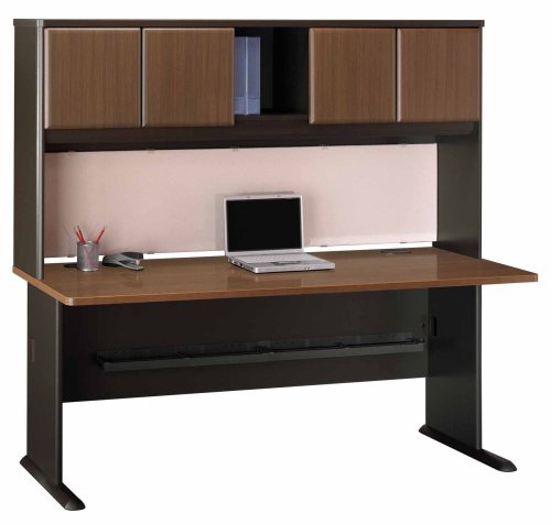 72 Desk and Hutch Set - Series A Walnut Collection - Bush Office Furniture - WC25572-73