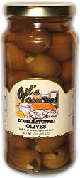 Gourmet Stuffed Olives, Serrano Pepper and Garlic Double Stuffed Olives, Huge 10oz. Glass Jar