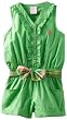 U.S. Polo Assn. Girls 2-6X Ruffled Button-Up Romper, Lime Lory, 3T