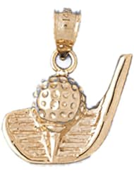 Dazzlers Solid 14k Gold Golf Club and Ball Charm Pendant Available in three colors from jewelsberry (weights: 3.3 grams only)
