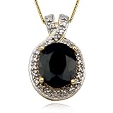 18k Yellow Gold Plated Sterling Silver Genuine Sapphire and Diamond Accent Pendant, 18"