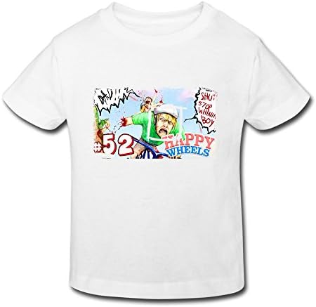 FANNGBABY Kid's Toddler Happy Wheels Logo Age 2-6 T-shirt White 4 Toddler