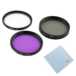GTMax 46mm 3 Piece (UV-CPL-FLD) Filter Set with Bag + Cleaning Cloth for Panasonic Lumix DMC-FZ18 DMC-FZ18K and 20mm f/1.7 Lens (GF1 GF2 GF3 GF5)