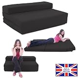 Double chair bed futon - Faux suede fabric- choice of colour - great as sofa bed, Black