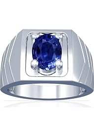 18K White Gold Oval Cut Blue Sapphire Solitaire Ring