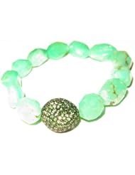 Natural Tsavorite Gemstone Beaded Cord Bracelet Sterling Silver Fashion Jewelry