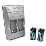 Unomat - Chargeur de batterie rapid CR-123 / CR-123A avec 2 Lithium rechargables piles CR-123 (650 mAh)