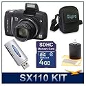 Canon Powershot SX110 IS 9MP Digital Camera (Black) Best Selling Super-Savings Bundle