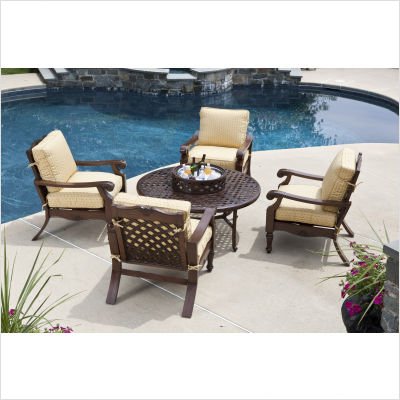 cast westminster aluminum round beverage cooler firepit chat perfection
