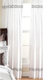White and Chocolate Hotel Spa Embroidery Collection Curtains - Set of 2 Window Panels Coverings Treatments