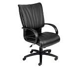Hi-Back Leather Plus Office Chair with Curved Arms - Black