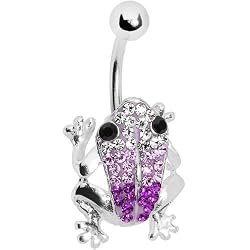 Amethyst Crystal Frog Belly Ring MADE WITH SWAROVSKI ELEMENTS