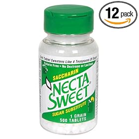 Necta Sweet Sugar Substitute Tablets, 1 Grain, 500-Count Bottle (Pack of 12)