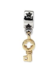 Sterling Silver & 14k s Key Dangle Bead by Reflection Beads, Best Quality Free Gift Box Satisfaction Guaranteed