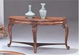 Slight Destressed Finish Round Glass Top Sofa Table By Coaster Furniture