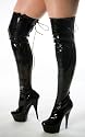 Minx - Black Patent/PVC Thigh Stiletto Platform 6 inch High Heels Thigh Boots