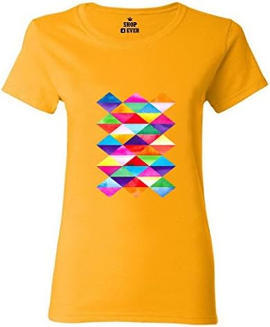IMAXcoup Triangles Watercolors Running Crew Necks Fit Best Fine Short Sleeve Women T-shirt Size XS