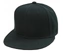 Plain Fitted Flat Bill Hat - Black