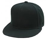 Plain Fitted Flat Bill Hat - Black
