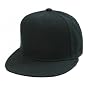 Plain Fitted Flat Bill Hat - Black