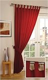 Kitchen & Housewares : Simplicity Red 100% Cotton 66in x 90in Tab Top Panel Including Tieback