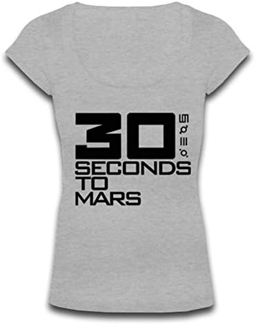 Women Scoop Neck T-shirt A0473 30 Seconds to Mars Printed (XXL, Gray)