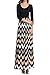 ANGVNS Womens Fashion 3/4 Sleeve Casual Contrast Color Striped Maxi Dress