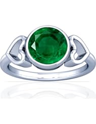 14K White Gold Round Cut Emerald Womens Astrological Ring