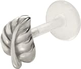 Textured 3D Leaf - 925 Sterling Silver & Bioplast Tragus Earring or Labret Lip Ring