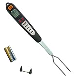 Instant Read Thermometer: Digital, Dual Probe Fork for BBQ, Grilling & Kitchen Foods. Internal Meat Pre-sets: beef, lamb, pork, chicken, turkey. Electronic settings: well-done, medium, medium-rare, rare. Best Cooking Thermometers for Barbecues & More