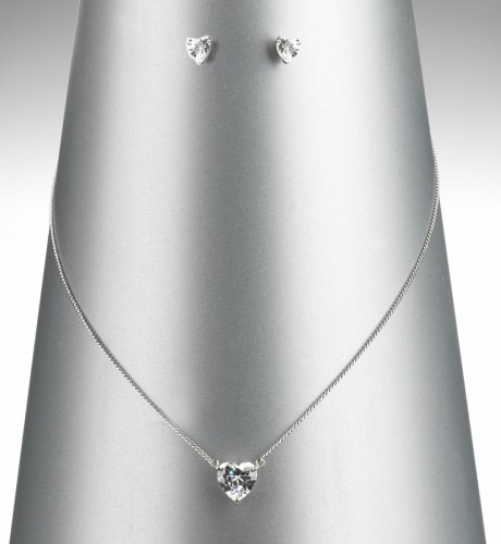 Diamant? Heart Pendant & Earrings Set