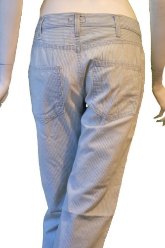 CURRENT/ELLIOTT Boyfriend 1957 Striped Jeans in Washed Out Hic