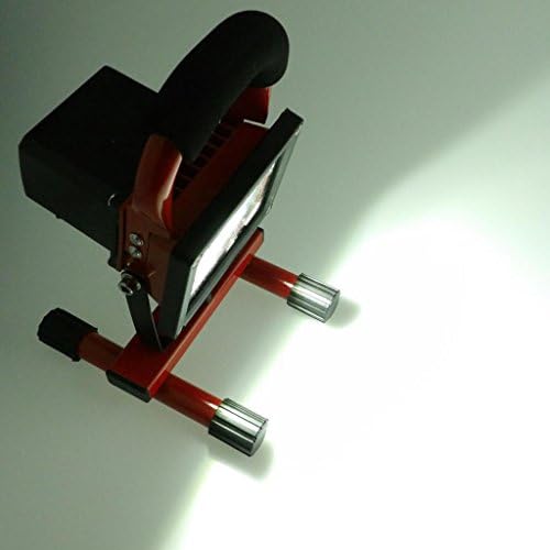 KHM LED Flood Light 20W Rechargeable Portable Cordless Work Light Durable Waterproof IP60 Emergency Trouble Light Stand for Car Traveling Camping Fishing 6000k -6500K Daylight White Energy Saving-(Red)