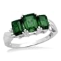 10k White Gold Octagon Created Emerald Diamond Three-Stone Ring (0.005 cttw, J-K Color, I2-I3 Clarity), Size 6
