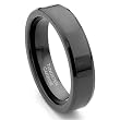 Black Tungsten 6mm Beveled Edge Wedding Band Ring