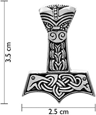 WithLoveSilver Sterling Silver Trinity Celtic Viking Amulet Dragon Hammer of Thor Mjolnir Pendant
