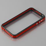 i-Bumper iPhone 4S用ハイブリッド・バンパーケース（ブラック+レッド）(Softシリコン+Hardプラスチック) ＋オリジナルMiniタッチペン（ブラック）