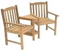 Teak Mayfair Companion Set Love Seat Chair Wood Garden Furniture