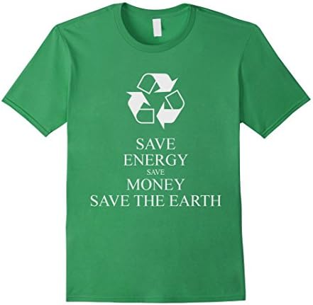 Men's Earth day shirt: Save energy - save money - save the Earth  Large Grass