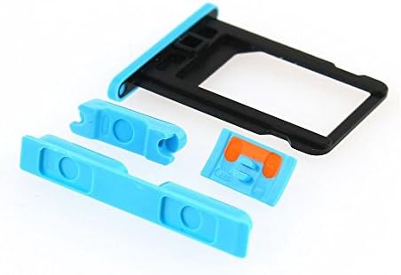 Original New Side Buttons Set Replacement Part for iPhone 5C SIM Card Tray + Power Button + Volume Key + Mute Silent Switch (Blue)