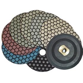 4" Monster Dry Diamond Polishing Pads Set of 8 pcs at $12.95/pc with Free Back Holder