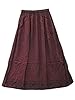 Womans Maxi Skirts Stonewashed Rayon Embroidered Hem Line Flared Peasant Skirts