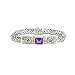 18K Yellow Gold and Sterling Silver Blue Topaz and Amethyst Bracelet - 7.5''