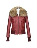 Forzieri Women's Fur Collar Red Italian Leather Jacket